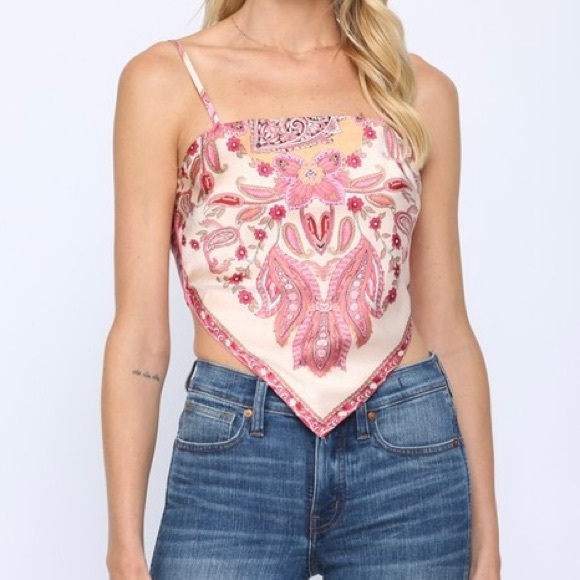 The Wild Clover Tops - ❌SOLD OUT❌ FESTIVAL FEVER PINK SATIN SCARF TOP